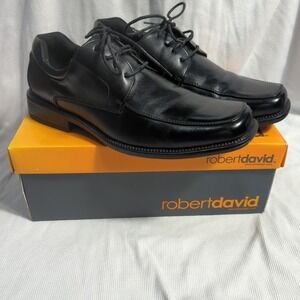 Robert David Allen Mens Black Dress Shoes Square Toe Oxfords Size 11 EEE Wide
